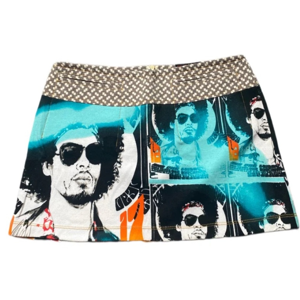 Custo Barcelona Blue and Orange Graphic A-Line Skirt size 6